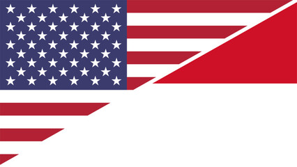 Monaco and United States flags combined in a split design vector, symbolizing international relations, global unity, and cultural exchange