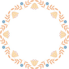 Cute floral motifs round frame border