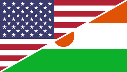 Fototapeta premium Niger and United States flags combined in a split design vector, symbolizing international relations, global unity, and cultural exchange