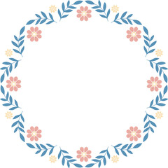 Minimalist floral round frame border