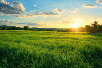 Obraz premium 草原の夕日