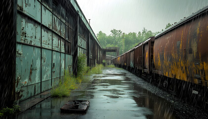 Fototapeta premium rainy day scene wallpaper