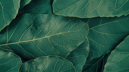 Obraz premium A detailed shot of a single green leaf with veins and edges visible