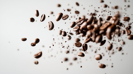 Obraz premium Coffee beans levitating in the air. Coffee background