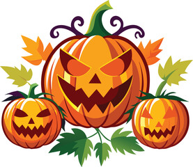Halloween Jack-o'-lantern Vector Cartoon  Illustration for Spooky Design Festive Art And TShirt Design