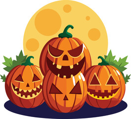 Halloween Jack-o'-lantern Vector Cartoon  Illustration for Spooky Design Festive Art And TShirt Design