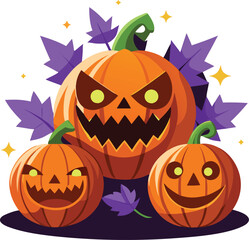 Halloween Jack-o'-lantern Vector Cartoon  Illustration for Spooky Design Festive Art And TShirt Design