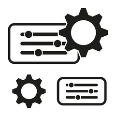 Settings gear icon. Control panel graphic. Sliders and adjustments. Vector configuration symbol.