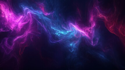 A vibrant, abstract depiction of swirling colors in a cosmic-like space.