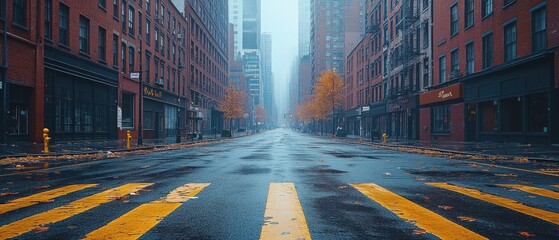 Empty city streets with shuttered businesses, [urban real estate crisis], [economic downturn]