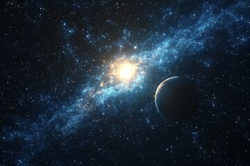 Space cosmic illustration with planets scene created with Generative AI