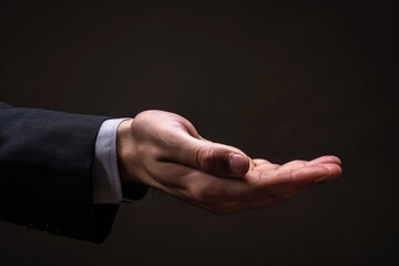 Fototapeta premium A person in formal attire offering their hand in greeting or assistance