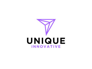 Arrow Up Logo Line. Geometric Arrow Icon isolated on White Background. Usable for Business and Technology Logos.