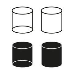 Cylinder shape icons. Simple geometric forms. Bold vector silhouettes. Minimalist design elements.