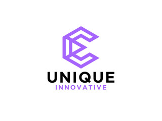 Modern Initial Letter C Logo. Geometric Shapes isolated on White Background. Usable for Business and Branding Logos.