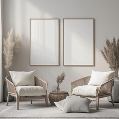 2 Realistic Vertical Frame Mockups - Indoor ISO A2 Poster