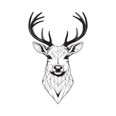 Naklejka premium line art Deer on white background. sketch style. Vector graphic icon animal.