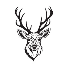Naklejka premium line art Deer on white background. sketch style. Vector graphic icon animal.