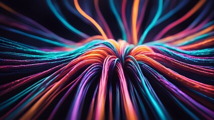 A colorful, multi-colored wire is shown in a close up
