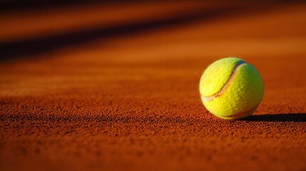 Tennis Ball on Clay Court