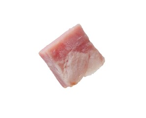 Cube of raw bacon isolated on white