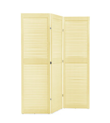 Beige folding screen isolated on white. Interior element