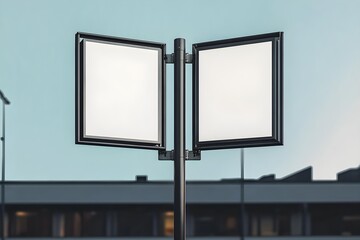 Fototapeta premium White Blank Two Billboard Pole Sign Realistic Mockup