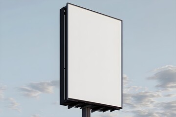 3D Render Outdoor Vertical Billboard White Blank Mockup