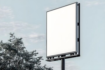 3D Render Outdoor Vertical Billboard White Blank Mockup