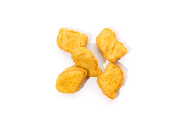 Crispy Chicken Nuggets on White Background