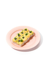 Baked Sushi Roll with Cheese Topping and Unagi Sauce on Pink Plate