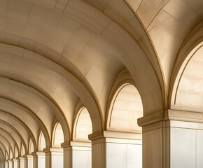 Fototapeta premium A series of elegant arches in a well-lit architectural setting.