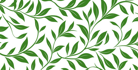 Fototapeta premium green leaves seamless pattern background