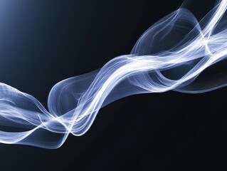 Fototapeta premium Abstract White Smoke on Dark Background - Ethereal and Flowing Lines Creating a Sense of Movement and Mystery
