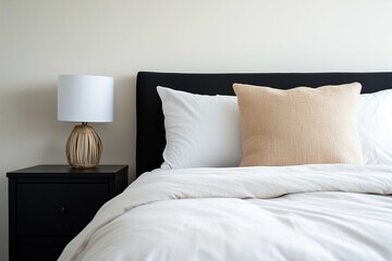 Elegant Bedroom with Neutral Tones and Soft Lighting