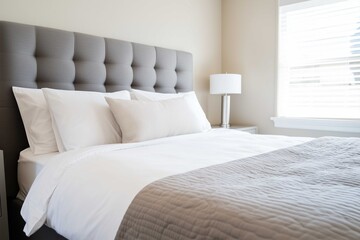 Elegant Bedroom with Neutral Tones and Soft Lighting