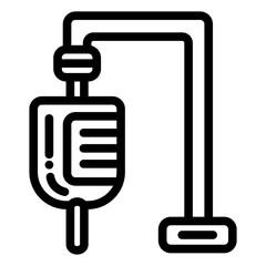 Infusion icon in line style is suitable as an infographic illustration and application button for medical treatment, patients in hospital, recovery from illness, and health.