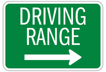 Golf course and clubhouse instruction sign driving range