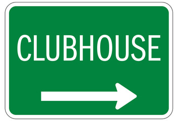 Golf course and clubhouse instruction sign clubhouse