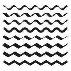 Wavy and zigzag lines. Seamless pattern vector. Black shapes series. Abstract geometric design.