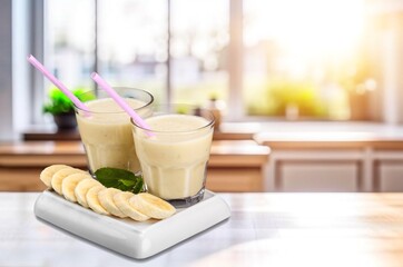 Delicious sweet berry smoothie in glasses