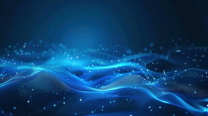 Abstract Blue Waves with Glowing Particles