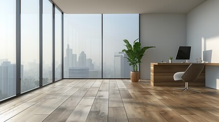 Modern office boardroom with a wooden table chairs decoration