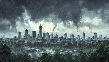 Obraz premium rainy day scene wallpaper