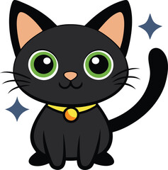 Halloween Black cat Vector Cartoon  Illustration for Spooky Design Festive Art And TShirt Design
