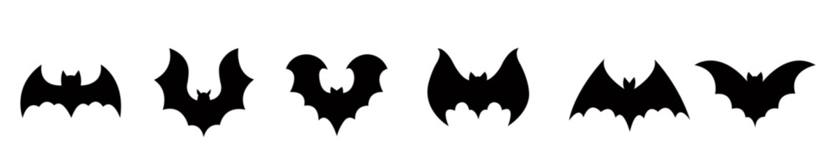 Flying bats vector, Halloween bats silhouette,Bats set on sky,Night flight of flying bats,Bats group on night flying,Flying bats in the nightsky