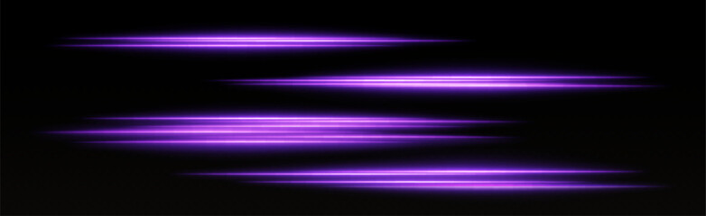 Purple speed lines, glowing magic rays, abstract neon lines. Lights in motion effect. Vector illustration.