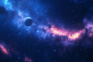 Obraz premium Space cosmic illustration with planets scene created with Generative AI