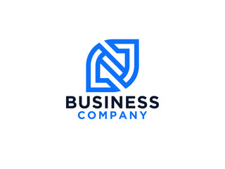 Abstract Initial Letter N Logo. Geometric Style isolated on White Background. Usable for Business and Technology Logos.