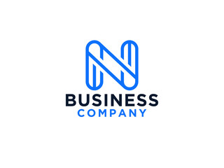 Abstract Initial Letter N Logo. Geometric Style isolated on White Background. Usable for Business and Technology Logos.